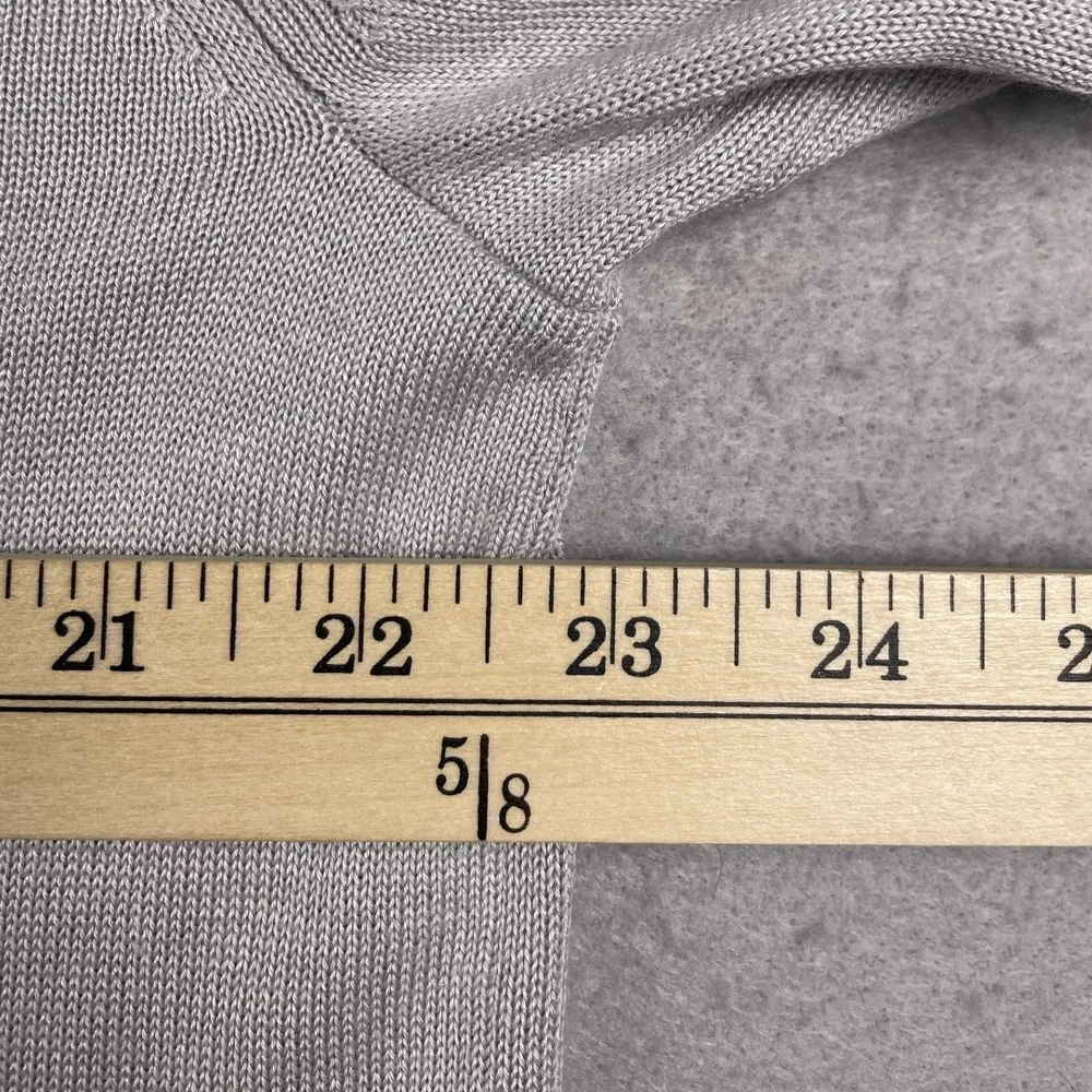 Banana Republic Sweater Mens XL Gray Silk Cashmere V-Neck Knit Pullover Solid